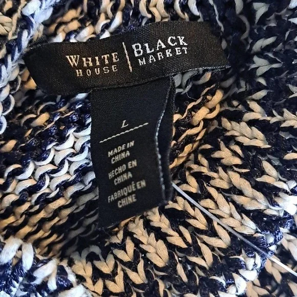 White house black market officer blue/white tank top sweater L NWT - Picture 3 of 5